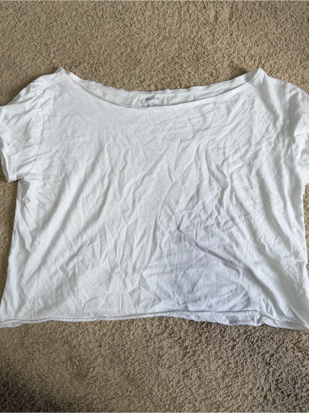 Hollister White Cropped Cotton Tee